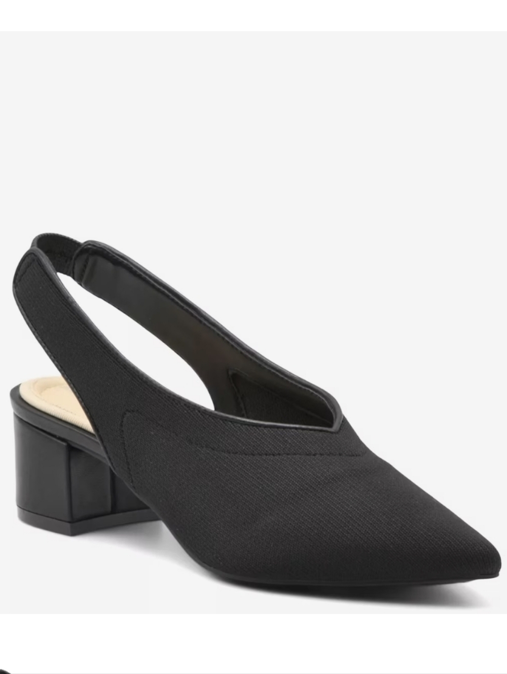 Adrienne Vittadini Black Pointed-Toe Slingback Pumps, Size 8
